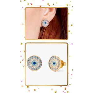 KATE SPADE NY All Seeing Evil Eye Pave Stud Earrings